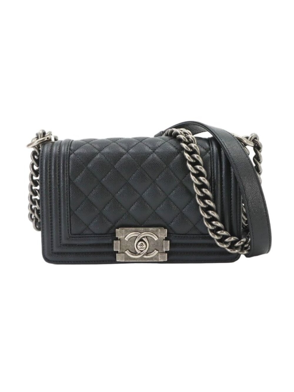Chanel Boy Small Chain Shoulder Bag Caviar Leather Black